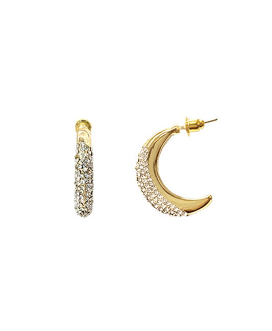 Crescent Pave Hoop Earring