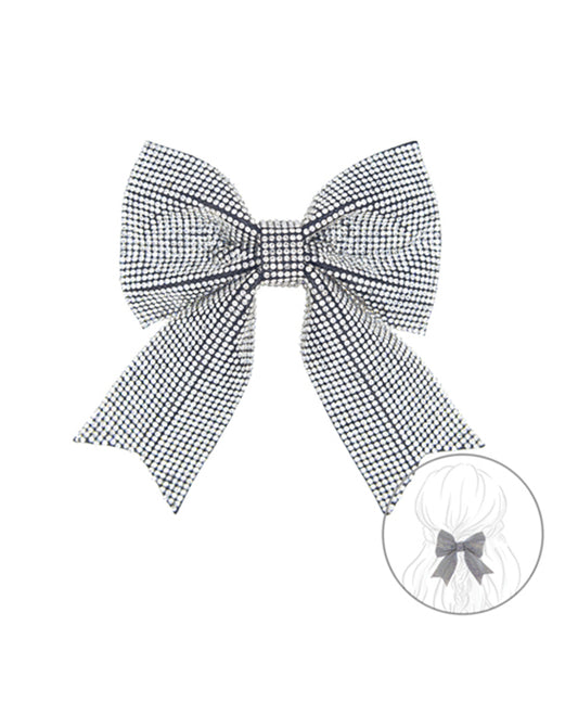 Suede Crystal Bow Barrette