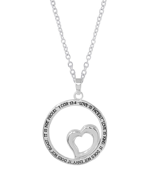 1 Cor 13:4 Heart Cutout Necklace