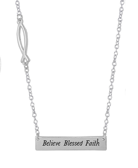 Believe Blessed Faith Bar Necklace