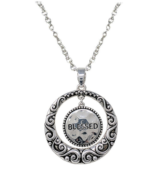 Blessed Round Dangling Necklace