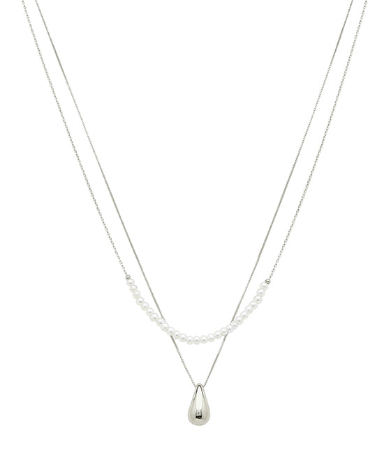Pearl & Teardrop Layered Necklace