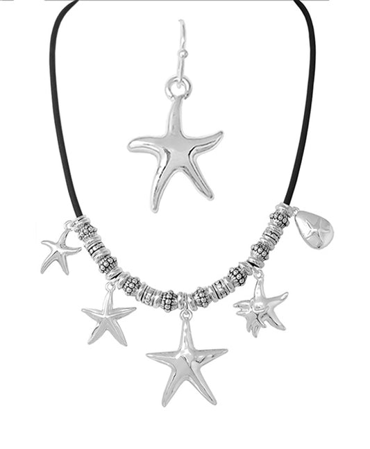 Starfish Charms Statement Necklace Set