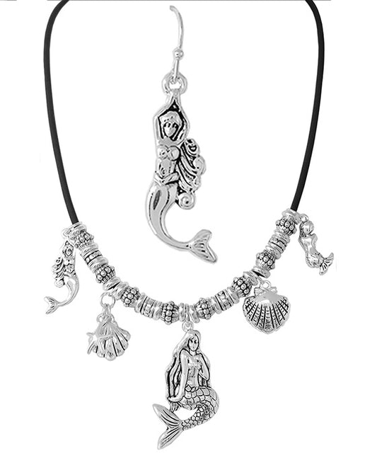 Mermaid Charms Statement Necklace Set