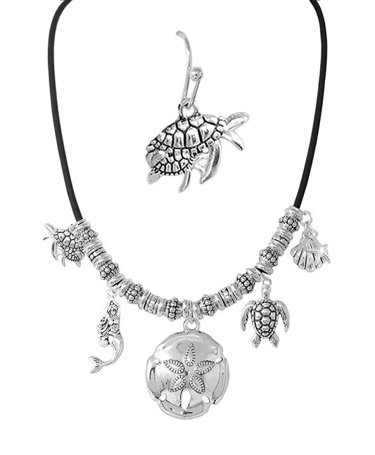 Sea Life Charms Statement Necklace Set
