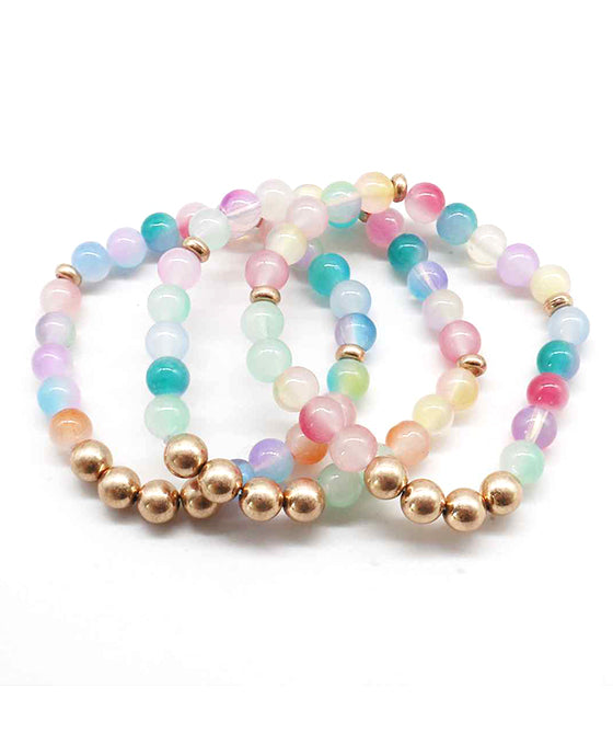Glass & Metal Ball Beads Bracelet