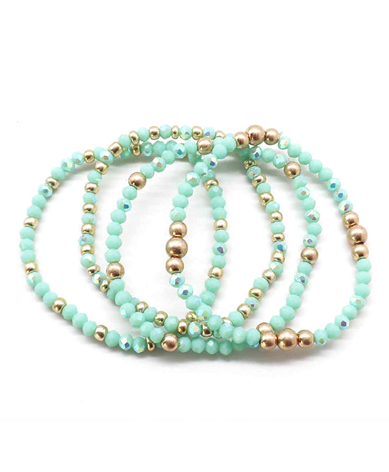 Glass & Metallic Beads Stretch Bracelet