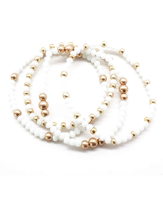 Glass & Metallic Beads Stretch Bracelet