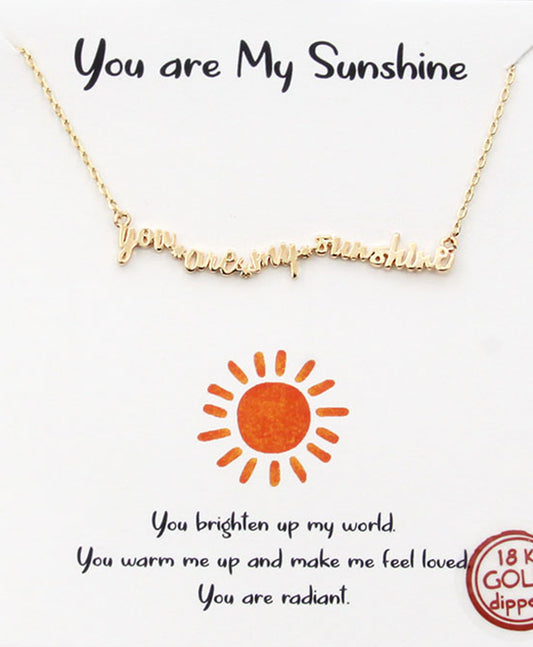 You are My Sunshine Words Necklace