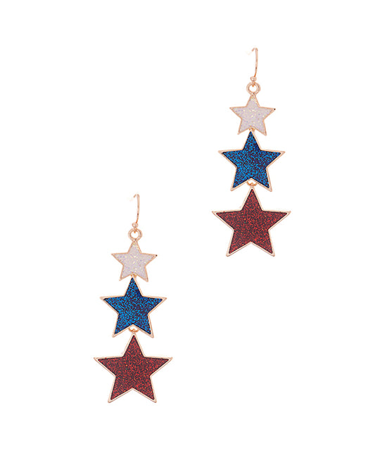 American Flag Shape Star Enamel Earring