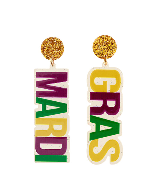 Acrylic Mardi Gras Post Earring