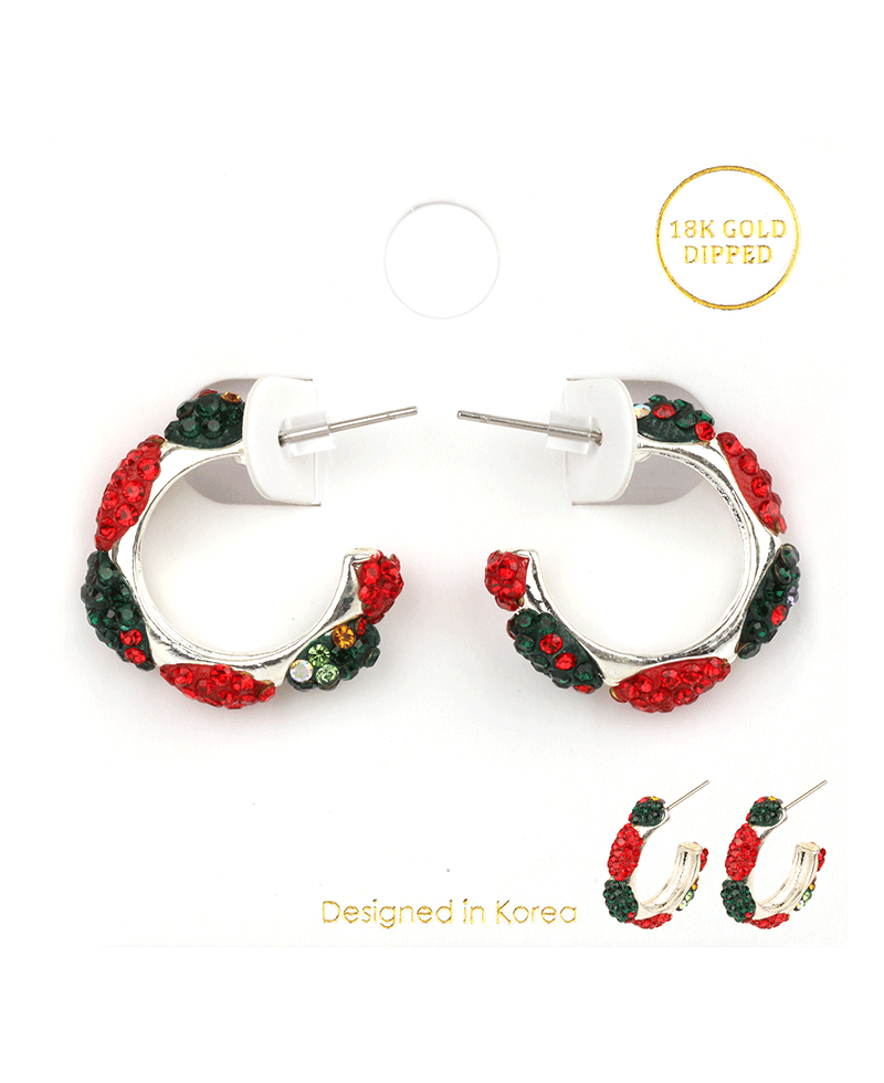 Pave Christmas Hoop Earring