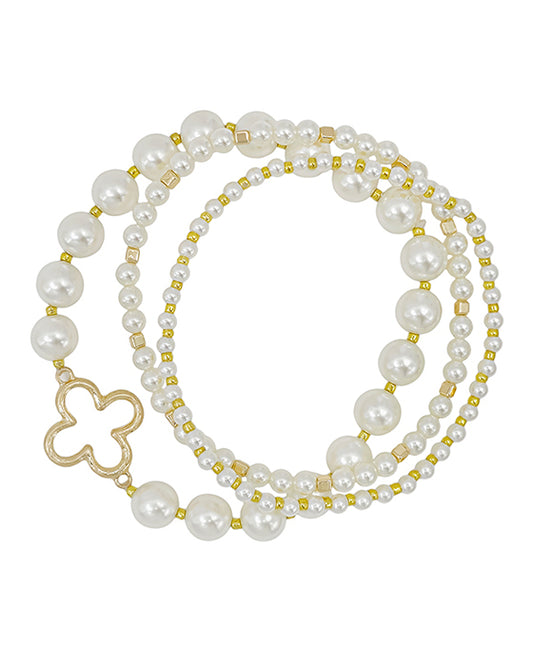Clover Pearl 3 Set Bracelet