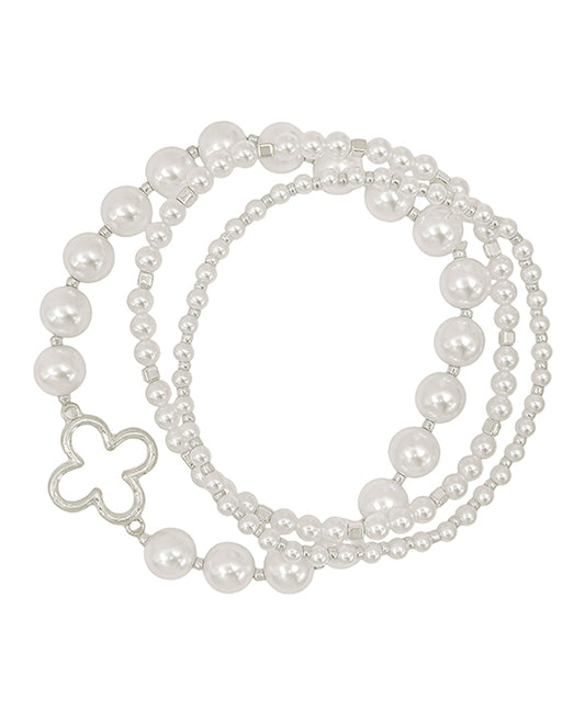 Clover Pearl 3 Set Bracelet
