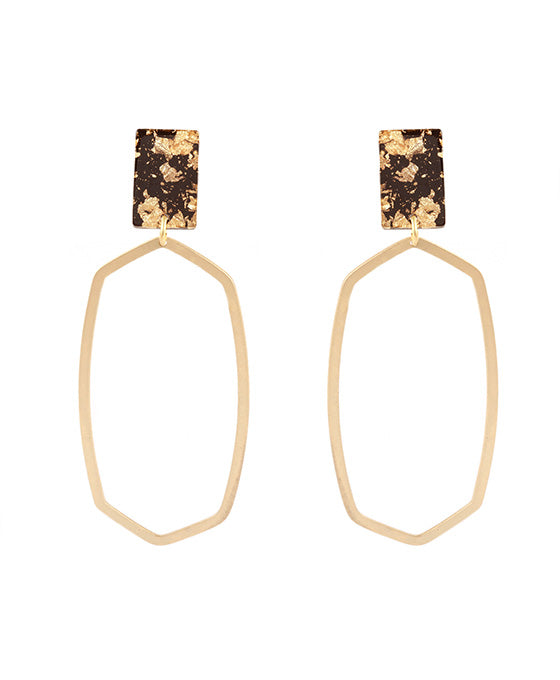 Acetate Metal Flake Geo Post Earring