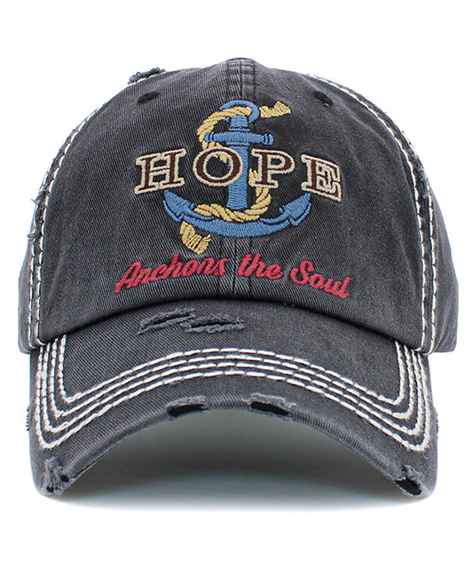 Hope Anchors The Soul Washed Vintage Ball Cap