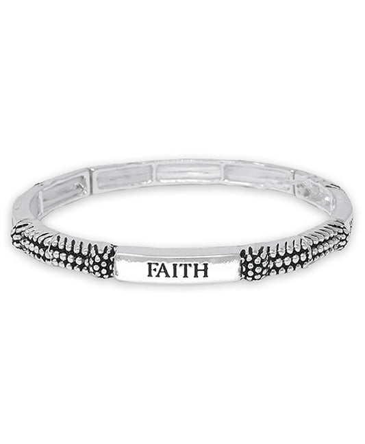 Faith Designer Texture Stretch Bracelet