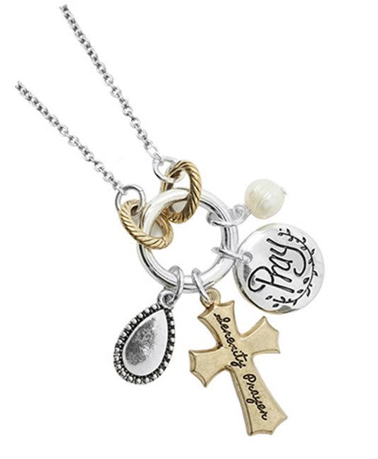 Serenity Prayer Cluster Charm Customizable Necklace