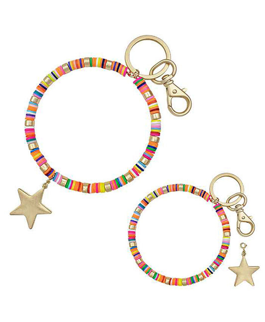 Rubber Beads w/ Star Key Ring