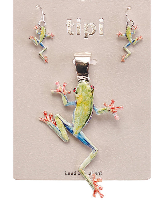Tree Frog Print Pendant Set