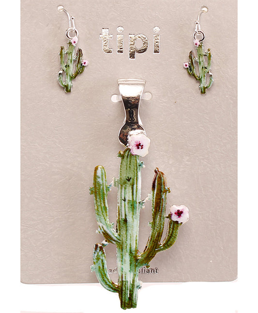 Cactus Print Pendant Set