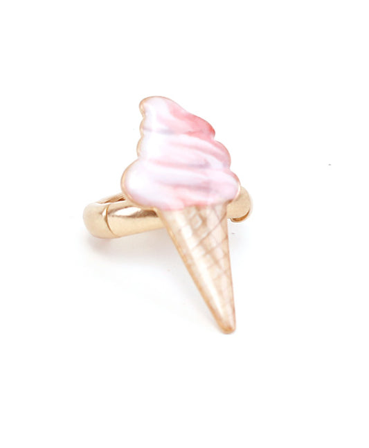 Pink Ice Cream Cone Print Ring