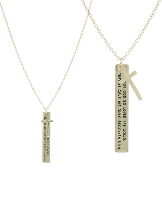 John 3:16 Bar Message Charm Necklace