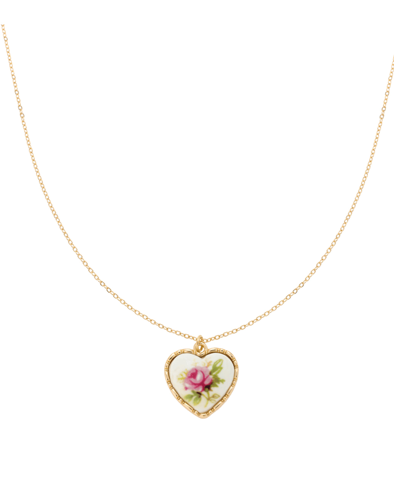 Heart Flower Pendant Necklace - 16"