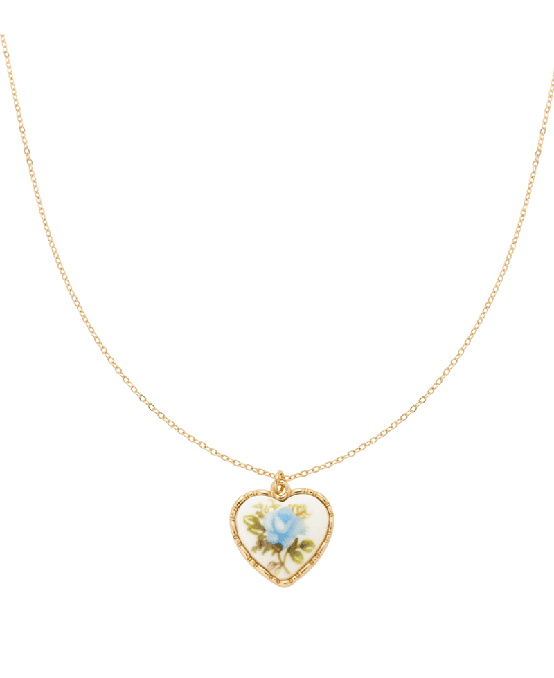 Heart Flower Pendant Necklace - 16"