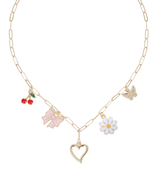 Heart Multi Charm Necklace - 16"