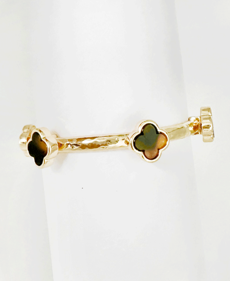 Colored Natural Stone Clover Bracelet