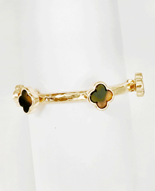 Colored Natural Stone Clover Bracelet