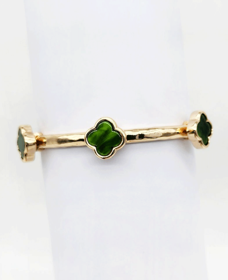 Colored Natural Stone Clover Bracelet