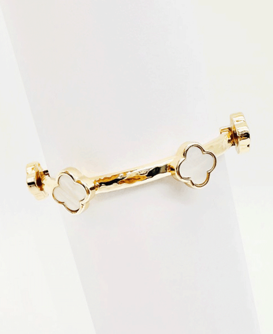 Colored Natural Stone Clover Bracelet