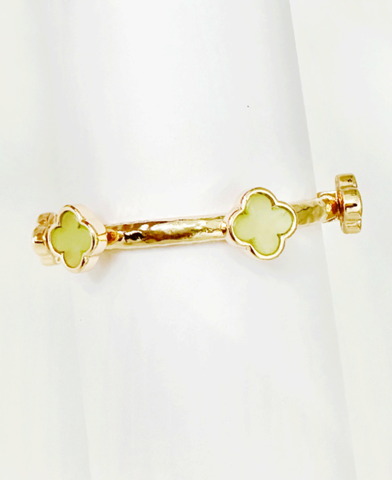 Colored Natural Stone Clover Bracelet