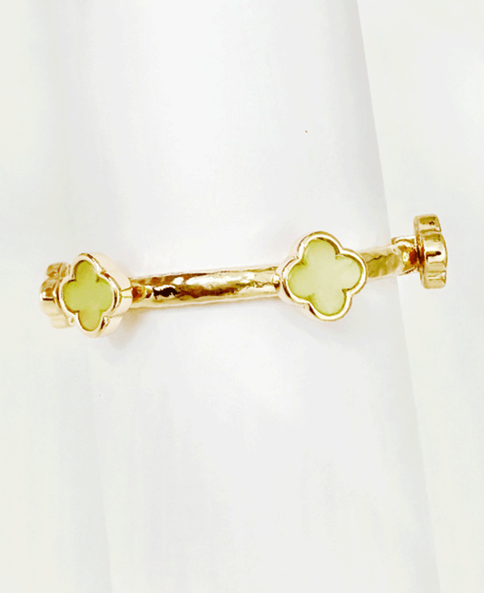 Colored Natural Stone Clover Bracelet