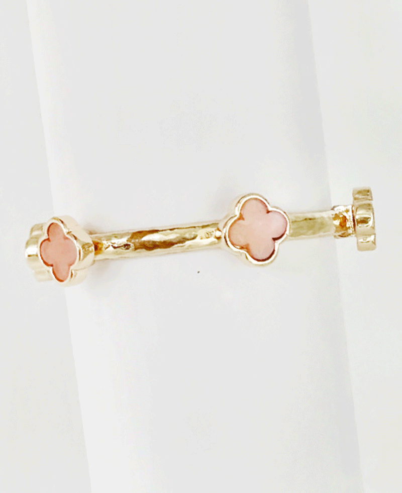 Colored Natural Stone Clover Bracelet