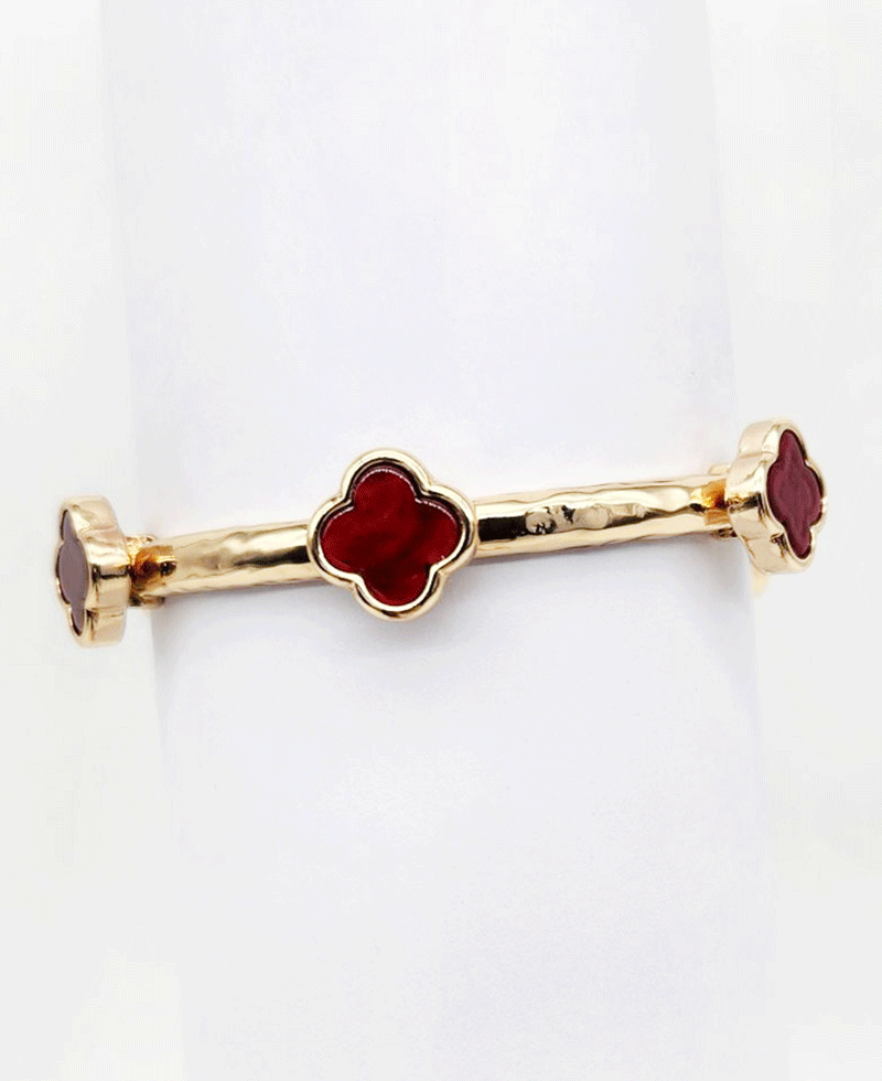 Colored Natural Stone Clover Bracelet