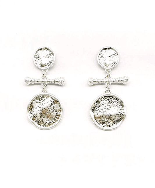 Textured Disc Drop w/ Twisted Bar Post Earring