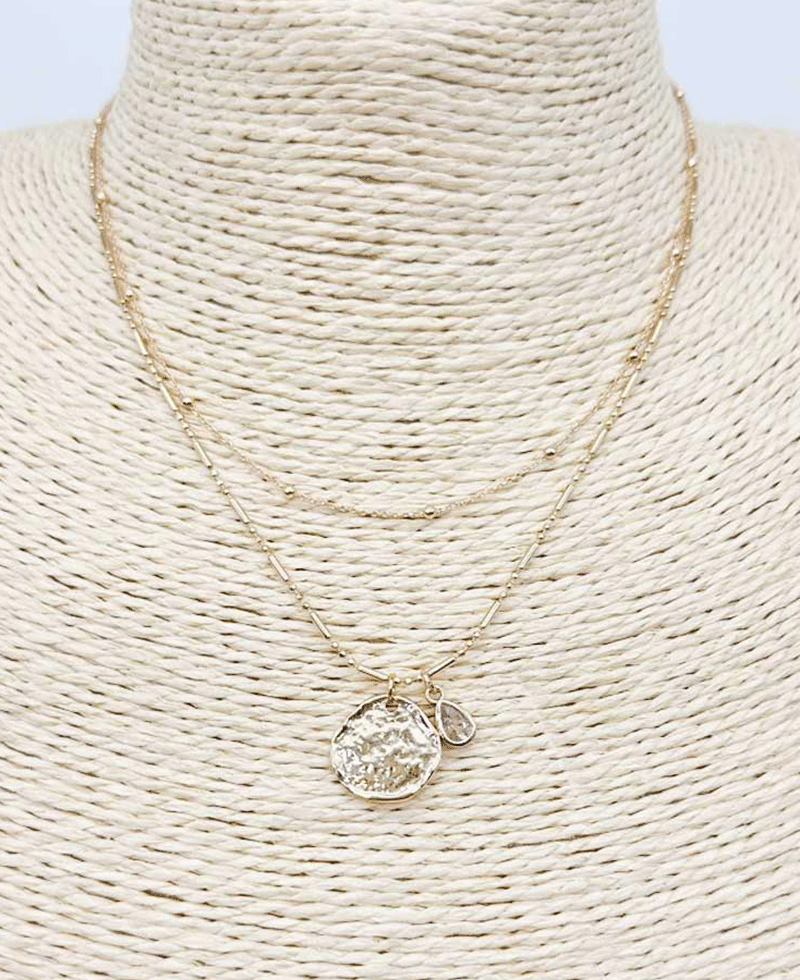 Textured Disc Layered Short Necklace