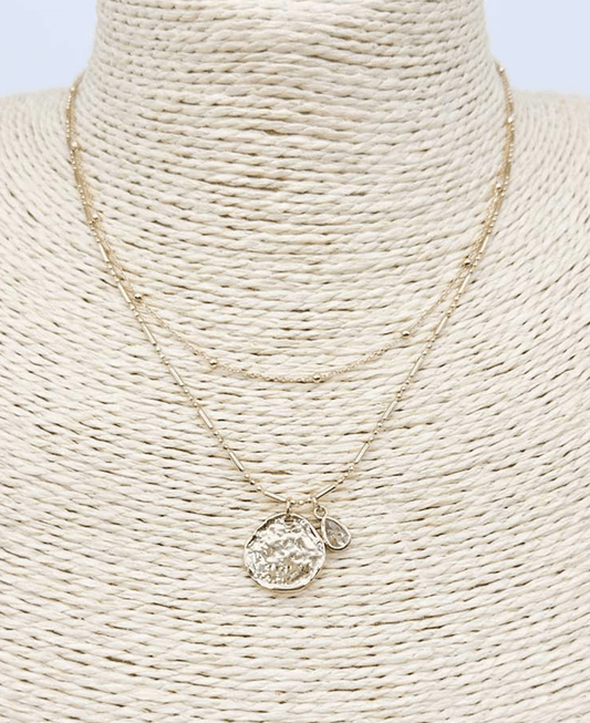 Textured Disc Layered Short Necklace