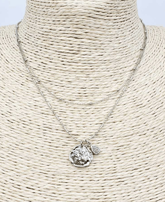 Textured Disc Layered Short Necklace