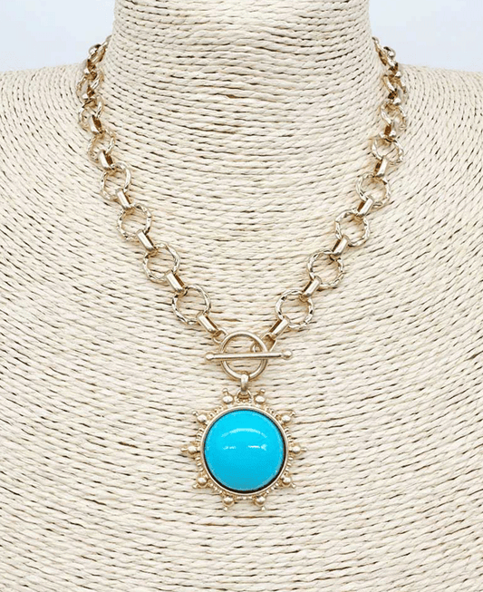 Suncrest Shape Pendant Toggle Clasp Chain Necklace