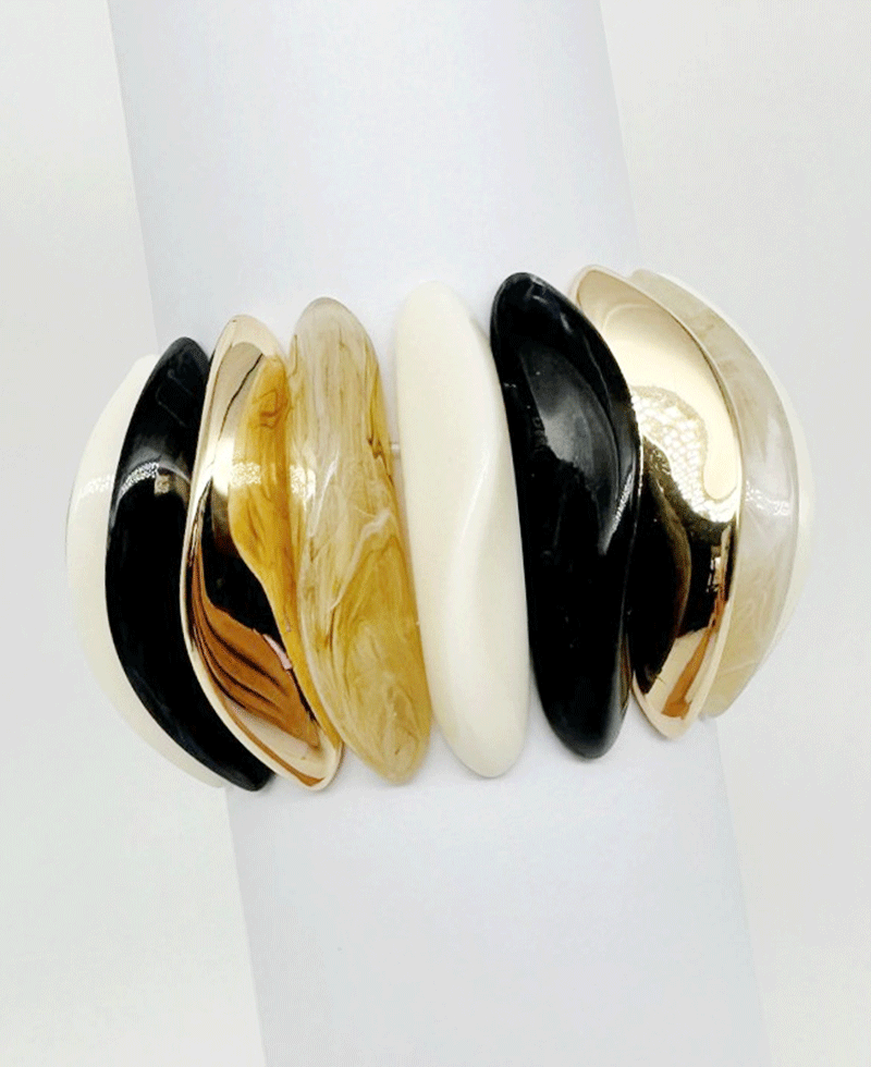Curved Multi Color Stretch Bracelet