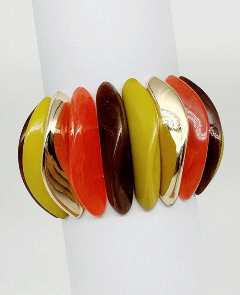 Curved Multi Color Stretch Bracelet