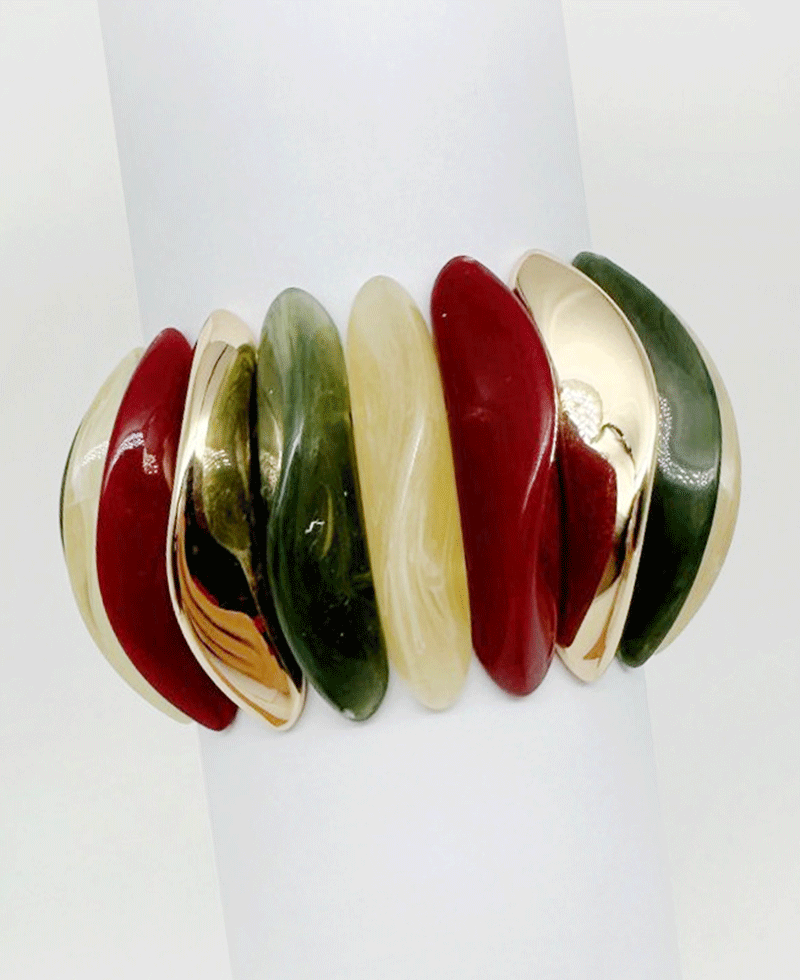 Curved Multi Color Stretch Bracelet