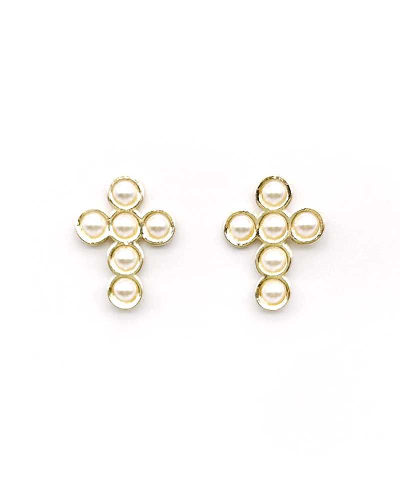 Pearl Cross Earring