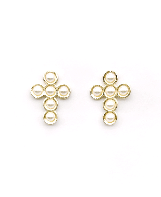 Pearl Cross Earring