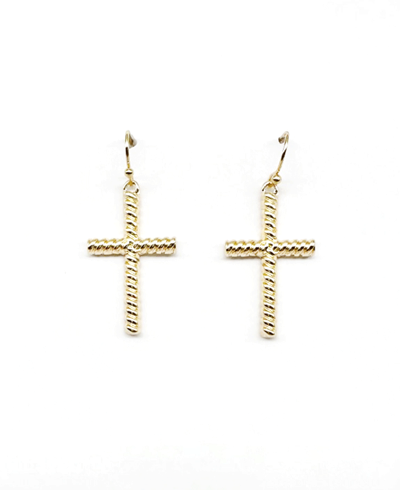 Rope Textured Cross Earring