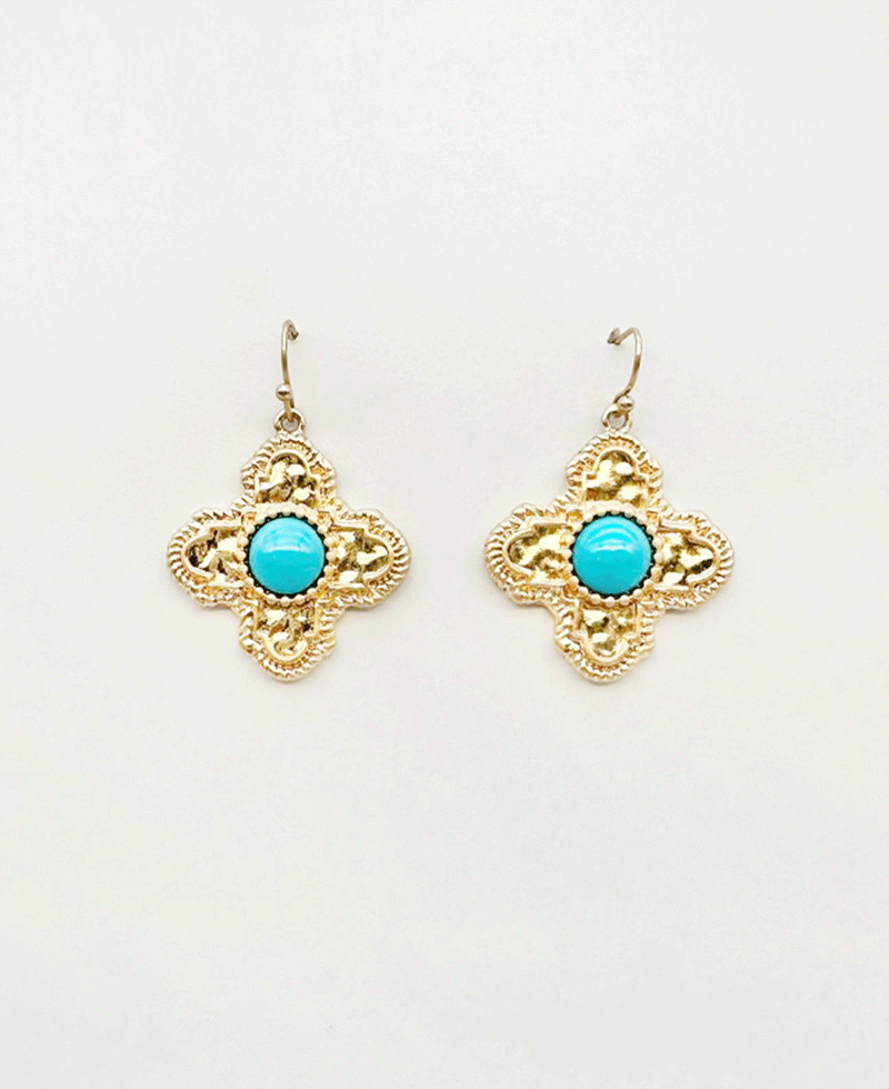Pearl / Stone Cross Drop Earring